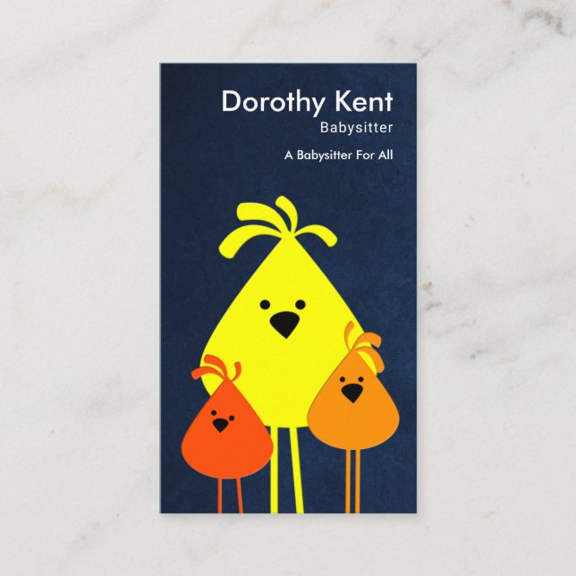 Gullig rolig mammafågel som sitter barnvakt visitkort (Framsida)