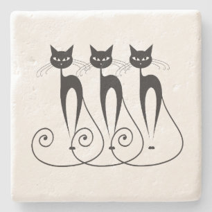 Gullig rolig triplet för svart katt stenunderlägg
