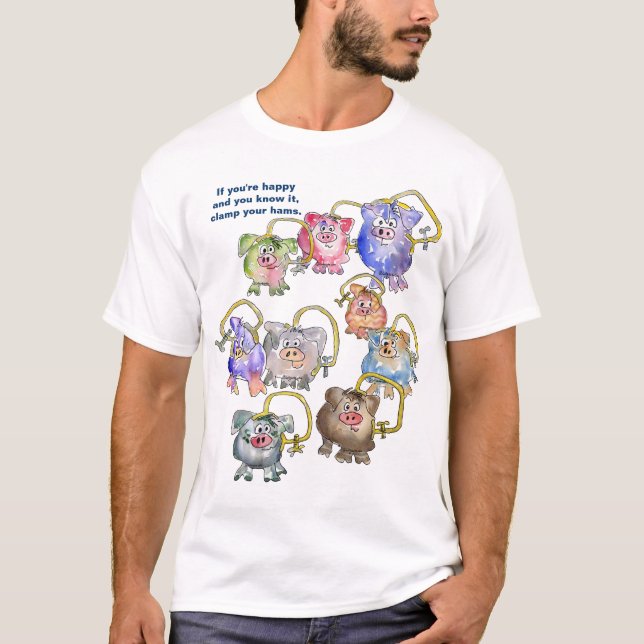 Gullig rolig Tshirt för tecknadgrisanpassningsbar Tröja (Framsida)
