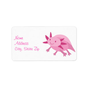 Gullig rosa AlbinoAxolotl Adressetikett