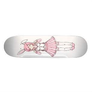 Gullig rosa Animekaninflicka Lolita Old School Skateboard Bräda 18 Cm