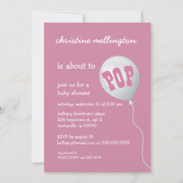 Gullig rosa baby shower med ballongen för flickan inbjudningar