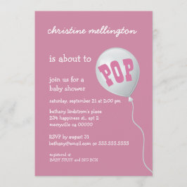 Gullig rosa baby shower med ballongen för flickan inbjudningar