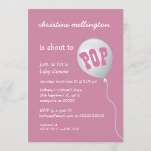 Gullig rosa baby shower med ballongen för flickan inbjudningar