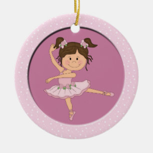Gullig rosa balettstjärna för Ballerina 1 Julgransprydnad Keramik