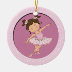 Gullig rosa balettstjärna för Ballerina 2 Julgransprydnad Keramik