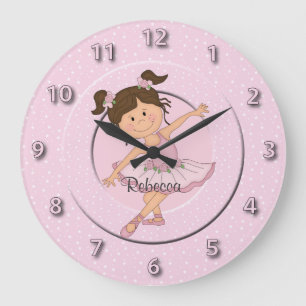 Gullig rosa Ballerina 2 Stor Klocka