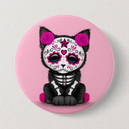 Gullig rosa day of the deadkattungekatt knapp
