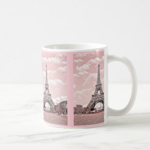 Gullig rosa Eiffel tornmugg Kaffemugg