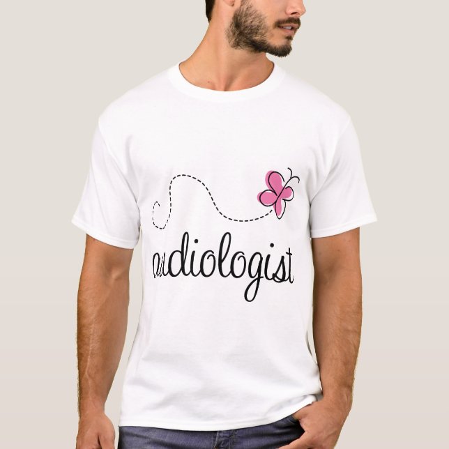 Gullig rosa fjärilsAudiologist Tee Shirt (Framsida)