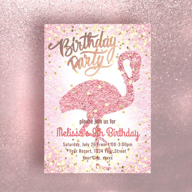 gullig rosa flamingo party inbjudningar (Skapare uppladdad)