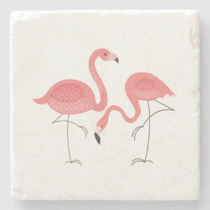 Gullig rosa Flamingosillustration Underlägg Sten