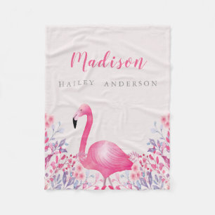 Gullig rosa Flamingoullfilt Fleecefilt
