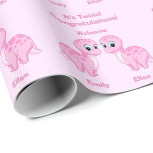 Gullig rosa flickaDinosaur Presentpapper