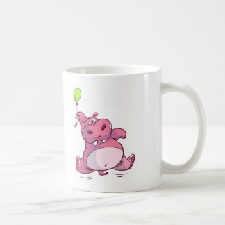 GULLIG ROSA FLODHÄST PÅ BALLONGEN KAFFEMUGG