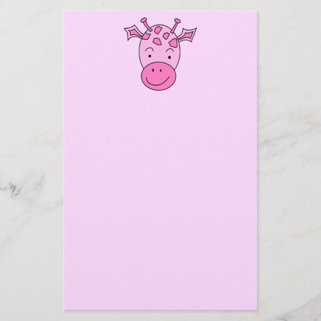 Gullig rosa Giraffe. Brevpapper (Framsida)