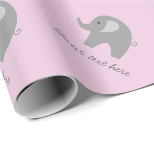 Gullig rosa grå färgelefantbaby shower som slår presentpapper