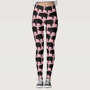 Gullig rosa grismönsterdamasker leggings