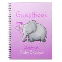 Gullig rosa Guestbook för elefantflickababy shower