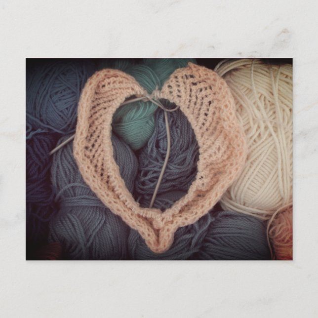 Gullig rosa hjärtformade bebishandarbetevykort vykort (Framsida)