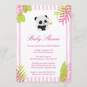 Gullig rosa inbjudan för Pandaflickababy shower