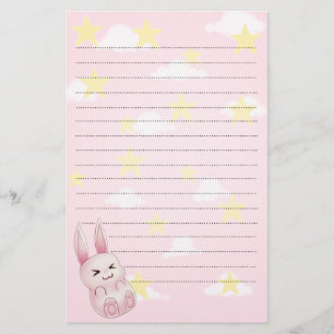 Gullig rosa Kawaii kaninkanin som faller från Brevpapper
