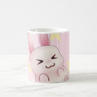 Gullig rosa Kawaii kaninkanin som faller från