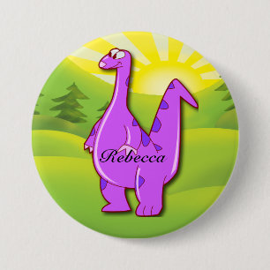 Gullig rosa lilapersonligDinosaur Knapp
