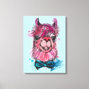 Gullig rosa Llama Canvastryck