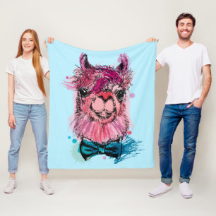 Gullig rosa Llama Fleecefilt