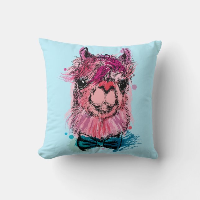 Gullig rosa Llama Kudde (Framsida)