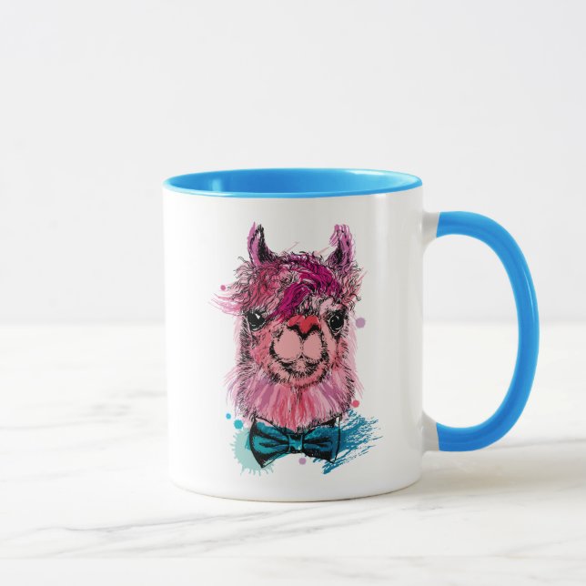 Gullig rosa Llama Mugg (Höger)