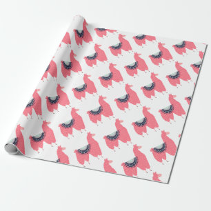 Gullig rosa Llama Presentpapper