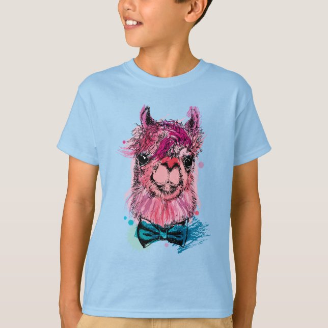 Gullig rosa Llama T Shirt (Framsida)