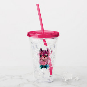 Gullig rosa Llama Take Away Mugg