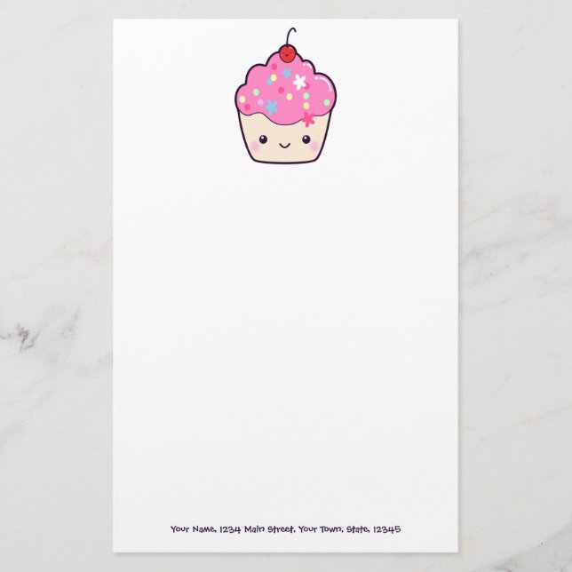 Gullig rosa muffin brevpapper (Framsida)