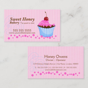 Gullig rosa muffin med körsbäret visitkort