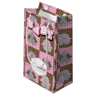 Gullig rosa- och bruntelefantpolka dots