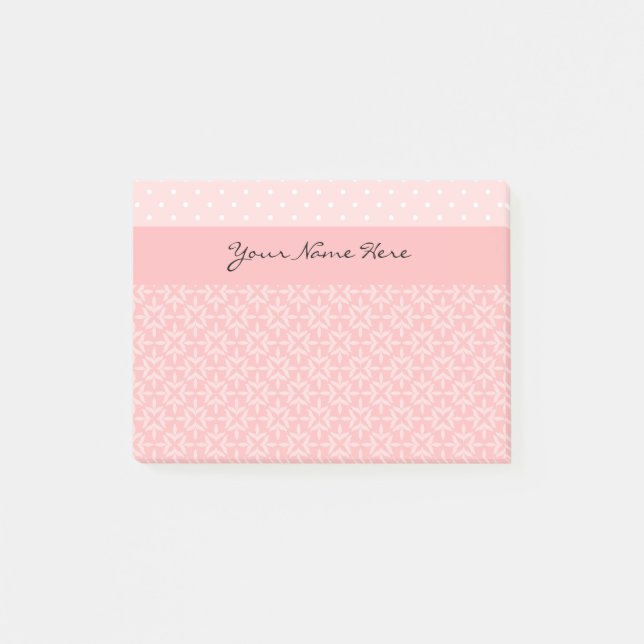 Gullig rosa- och vitpolka dots post-it block (Framsida)