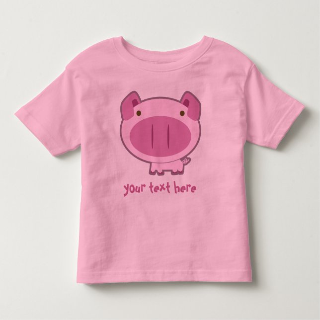 GULLIG ROSA PIGGY för barn Tee Shirt (Framsida)