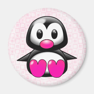 Gullig rosa pingvin magnet