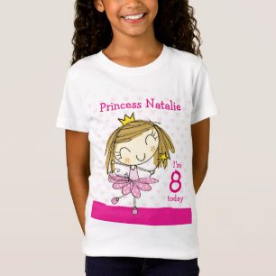 Gullig rosa princess 8th födelsedag för t shirt