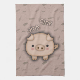 Gullig rosa rosa bakgrund för gris Oink Kökshandduk