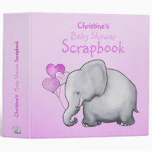Gullig rosa Scrapbook för elefantflickababy shower