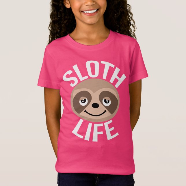 Gullig rosa SlothlivT-tröja T Shirt (Framsida)