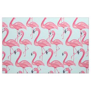 Gullig rosa sommar målade Flamingomönsterblått Tyg