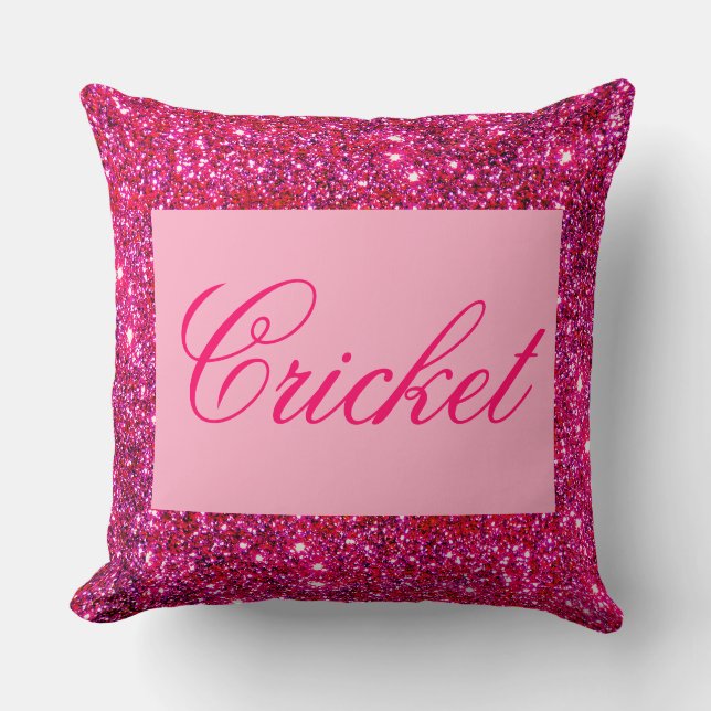 Gullig rosa Sparkly flickaktigt Glittery Sparkling Kudde (Framsida)