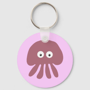 Gullig rosa tecknadmanetkeychain nyckelring