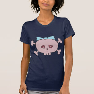 Gullig rosa tecknadskalle med bandet t shirt