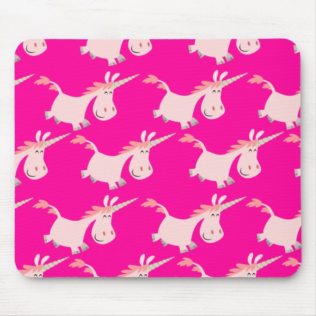 Gullig rosa tecknadUnicornflock!! mousepad Musmatta (Framsidan)